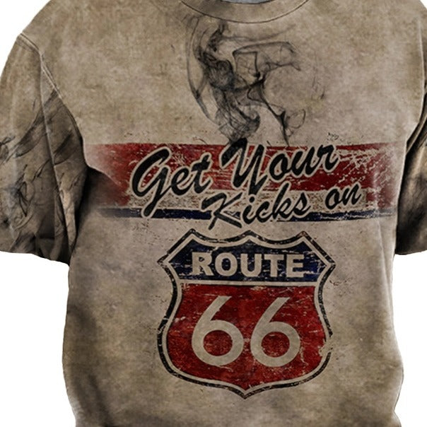 Imitation cotton printed short sleeved shirt