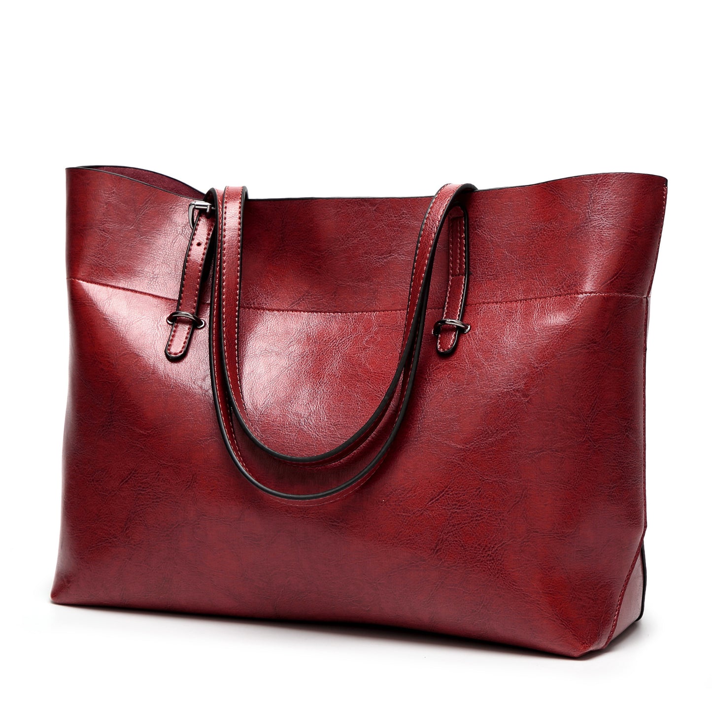 Single shoulder diagonal cross bag oil wax leather tote bag