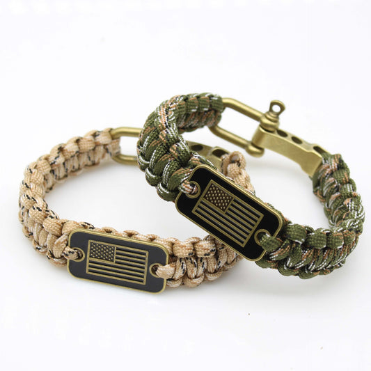 Umbrella rope bracelet, dog tag, national flag weaving bracelet