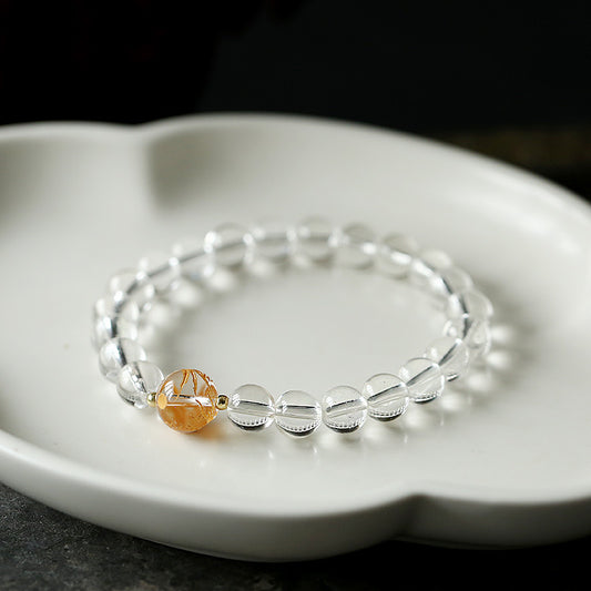 Obsidian white crystal bracelet