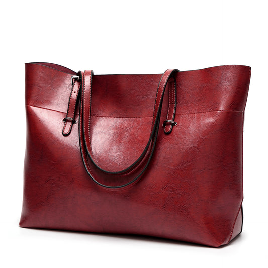Single shoulder diagonal cross bag oil wax leather tote bag